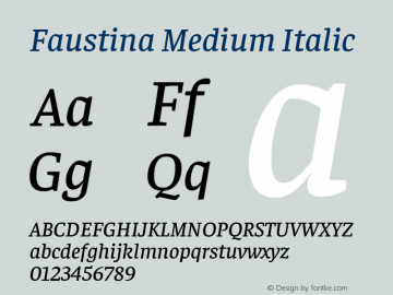 Faustina Medium Italic Version 1.200; ttfautohint (v1.8.3)图片样张