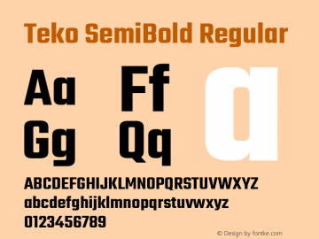 Teko SemiBold Version 1.106;PS 1.0;hotconv 1.0.78;makeotf.lib2.5.61930; ttfautohint (v1.1) -l 7 -r 28 -G 50 -x 13 -D latn -f deva -w G图片样张