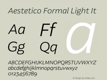 Aestetico Formal Light It Version 0.007;PS 000.007;hotconv 1.0.88;makeotf.lib2.5.64775图片样张