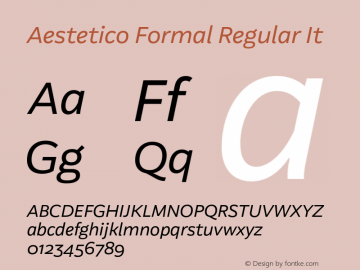 Aestetico Formal Regular It Version 0.007;PS 000.007;hotconv 1.0.88;makeotf.lib2.5.64775图片样张