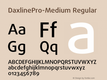 DaxlinePro-Medium Regular Version 7.502; 2006 Font Sample