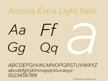 Antona-ExtraLightItalic Version 1.070图片样张
