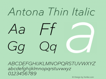 Antona-ThinItalic Version 1.070图片样张