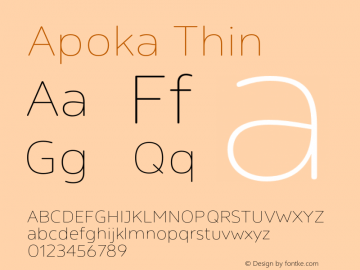 Apoka Thin Version 1.001;PS 001.001;hotconv 1.0.88;makeotf.lib2.5.64775图片样张