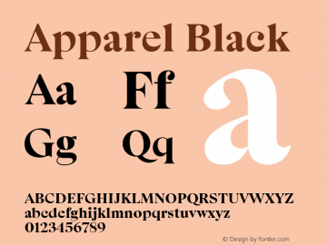 Apparel Black Version 1.000;hotconv 1.0.109;makeotfexe 2.5.65596图片样张