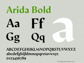 Arida Bold Version 15.000;hotconv 1.0.109;makeotfexe 2.5.65596图片样张