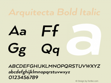 Arquitecta Bold Italic Version 1.000;PS 001.000;hotconv 1.0.88;makeotf.lib2.5.64775图片样张