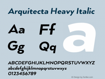 Arquitecta Heavy Italic Version 1.000;PS 001.000;hotconv 1.0.88;makeotf.lib2.5.64775图片样张