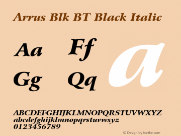 Arrus Blk BT Black Italic Version 1.01 emb4-OT图片样张