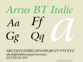 Arrus BT Italic Version 1.01 emb4-OT图片样张