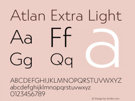 Atlan Extra Light Version 1.000;PS 001.000;hotconv 1.0.88;makeotf.lib2.5.64775图片样张