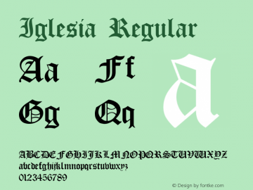 Iglesia Regular Altsys Fontographer 3.5  3/14/92 Font Sample