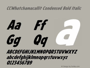 CCWhatchamacallit Condensed Bold Italic Version 1.000;hotconv 1.0.109;makeotfexe 2.5.65596图片样张