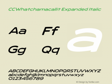 CCWhatchamacallit Expanded Italic Version 1.000;hotconv 1.0.109;makeotfexe 2.5.65596图片样张