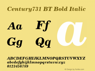 Century731 BT Bold Italic Version 1.01 emb4-OT图片样张