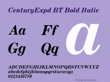 CenturyExpd BT Bold Italic Version 1.01 emb4-OT图片样张