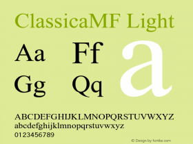 ClassicaMF-Light OTF 1.000;PS 001.001;Core 1.0.38图片样张