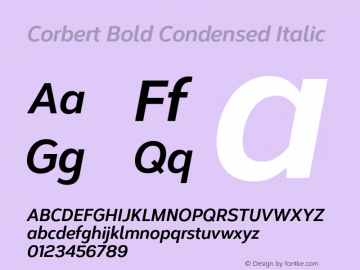Corbert Bold Condensed Italic Version 002.001 March 2020图片样张