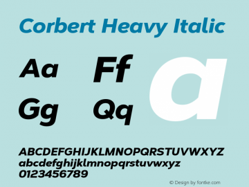 Corbert Heavy Italic Version 002.001 March 2020图片样张