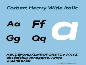 Corbert Heavy Wide Italic Version 002.001 March 2020图片样张