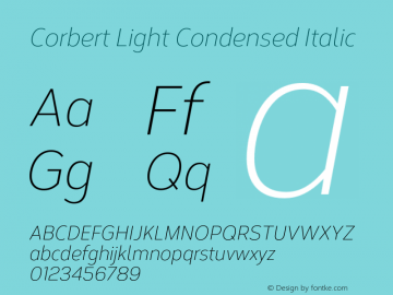 Corbert Light Condensed Italic Version 002.001 March 2020图片样张