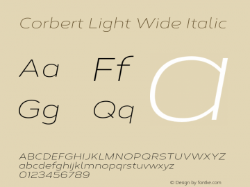 Corbert Light Wide Italic Version 002.001 March 2020图片样张
