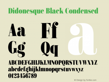 Didonesque Black Condensed Version 1.000;PS 001.000;hotconv 1.0.88;makeotf.lib2.5.64775图片样张