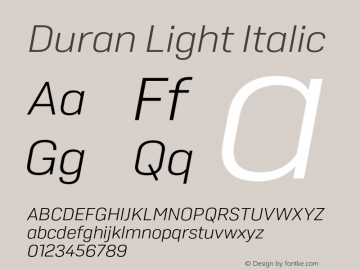 Duran Light Italic Version 001.000 October 2019图片样张