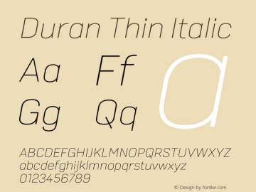 Duran Thin Italic Version 001.000 October 2019图片样张