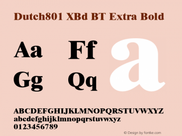 Dutch801 XBd BT Extra Bold Version 1.01 emb4-OT图片样张