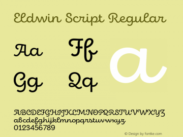 Eldwin Script Regular Version 1.001;PS 001.001;hotconv 1.0.88;makeotf.lib2.5.64775图片样张