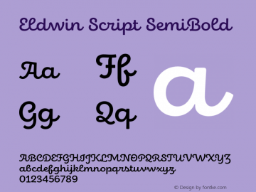 Eldwin Script SemiBold Version 1.001;PS 001.001;hotconv 1.0.88;makeotf.lib2.5.64775图片样张