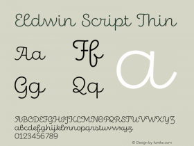 Eldwin Script Thin Version 1.001;PS 001.001;hotconv 1.0.88;makeotf.lib2.5.64775图片样张