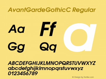 AvantGardeGothicC Regular 001.000 Font Sample