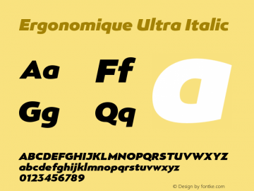 Ergonomique Ultra Italic Version 1.000;hotconv 1.0.109;makeotfexe 2.5.65596图片样张