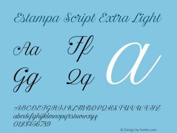 Estampa Script Extra Light Version 1.000;PS 001.000;hotconv 1.0.88;makeotf.lib2.5.64775图片样张