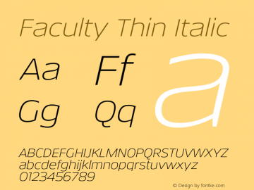 Faculty Thin Italic Version 5.000;FEAKit 1.0图片样张
