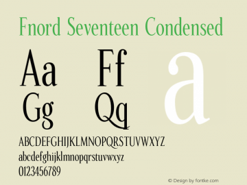 Fnord Seventeen Condensed Version 1.000;PS 001.000;hotconv 1.0.88;makeotf.lib2.5.64775图片样张