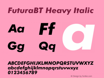 FuturaBT Heavy Italic Version 3.10, build 19, s3图片样张