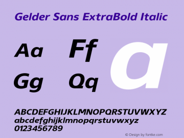 Gelder Sans ExtraBold Italic Version 1.002;PS 001.002;hotconv 1.0.70;makeotf.lib2.5.58329图片样张