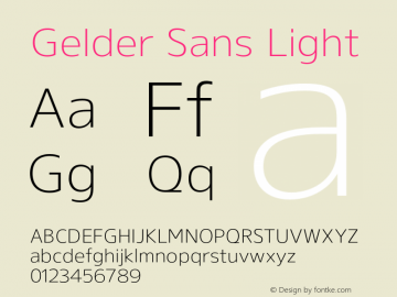 Gelder Sans Light Version 1.002;PS 001.002;hotconv 1.0.70;makeotf.lib2.5.58329图片样张