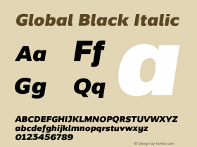 Global Black Italic Version 1.002;PS 001.002;hotconv 1.0.70;makeotf.lib2.5.58329图片样张