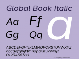 Global Book Italic Version 1.002;PS 001.002;hotconv 1.0.70;makeotf.lib2.5.58329图片样张