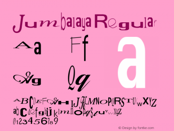 Jumbalaya Regular Altsys Fontographer 3.5  3/16/92 Font Sample