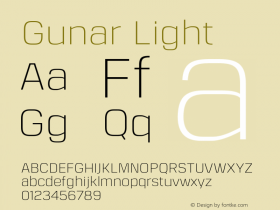 Gunar Light Version 1.000;PS 001.000;hotconv 1.0.70;makeotf.lib2.5.58329图片样张