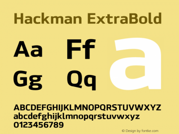 Hackman ExtraBold Version 1.001;PS 001.001;hotconv 1.0.70;makeotf.lib2.5.58329图片样张