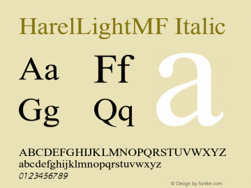 HarelLightMF-Italic Version 2.000图片样张