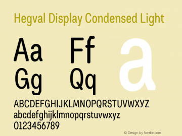 Hegval Display Condensed Light Version 001.000 October 2019图片样张