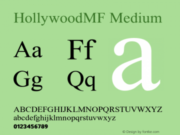 HollywoodMF-Medium OTF 2.001;PS 001.001;Core 1.0.38图片样张