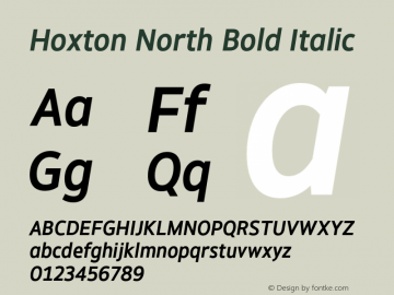 Hoxton North Bold Italic Version 1.002;PS 001.002;hotconv 1.0.88;makeotf.lib2.5.64775图片样张